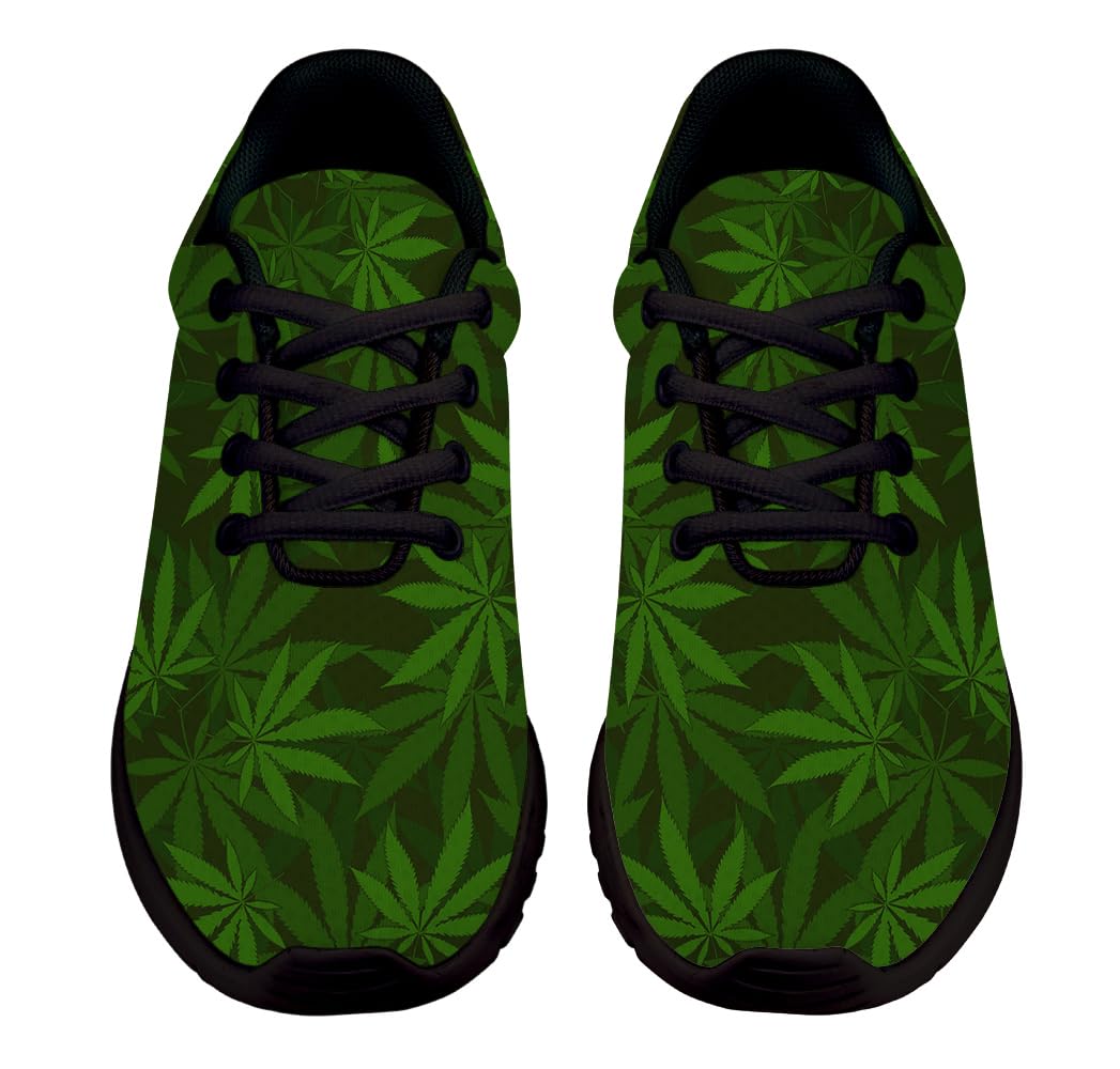Marijuana Leaf Shoes, Men Women Weed Sneakers Non-Slip Running Walking Tennis Shoes Black