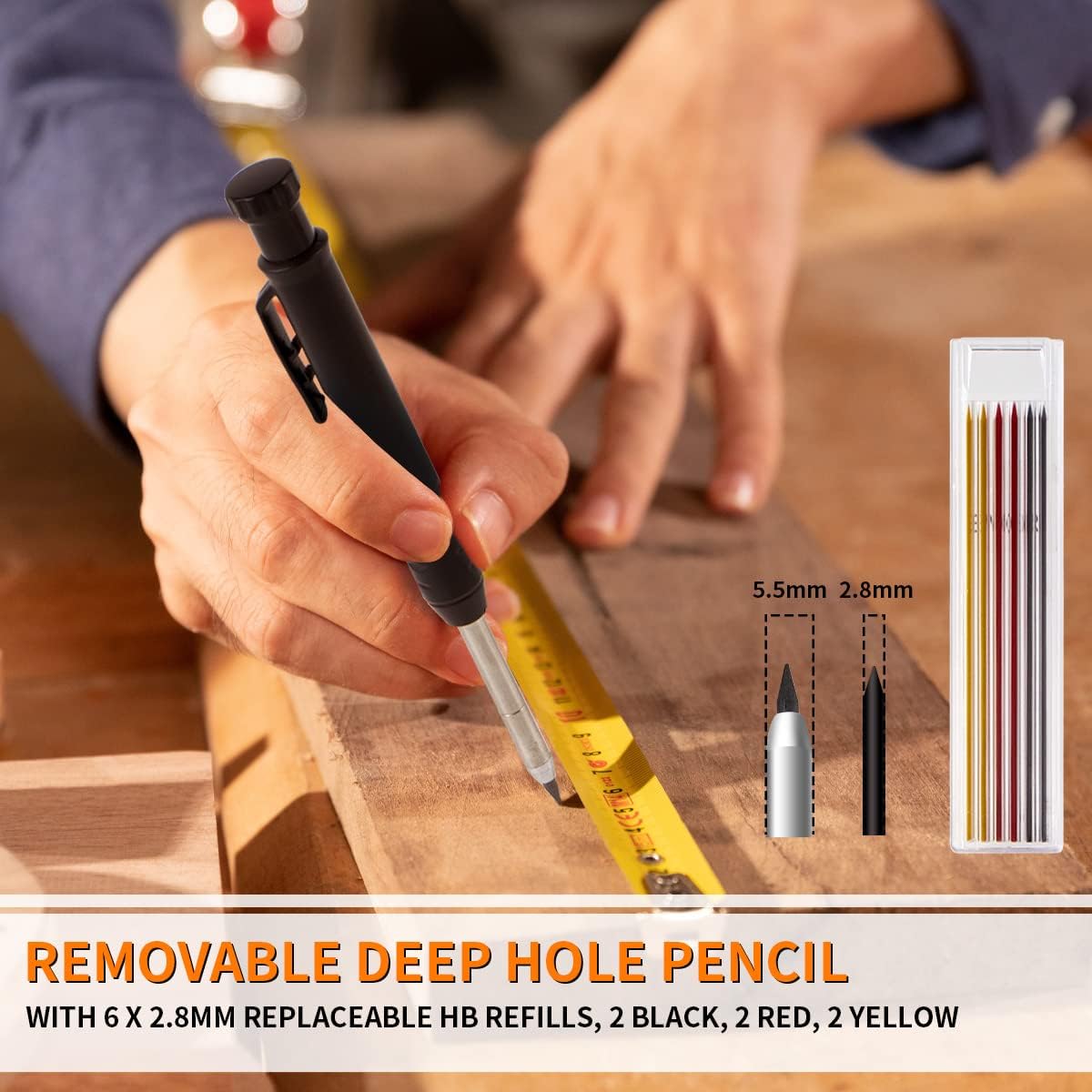Removable deep hole pencil with refills
