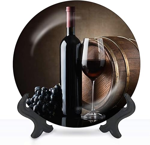 LKODZFABU Plato de cerámica para colgar en la pared, decoración de barril de madera de vino tinto, placa decorativa de porcelana para sala de estar,