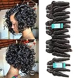 Funmi Curly Hair Weave 4 Bundles, Brazilian 8A Short Curly Weave Funmi Hair Bundles Aunty Funmi Hair Bouncy Curls Human Hair Short Bob Style Hair Bundles 50G/PC (8 8 8 8)
