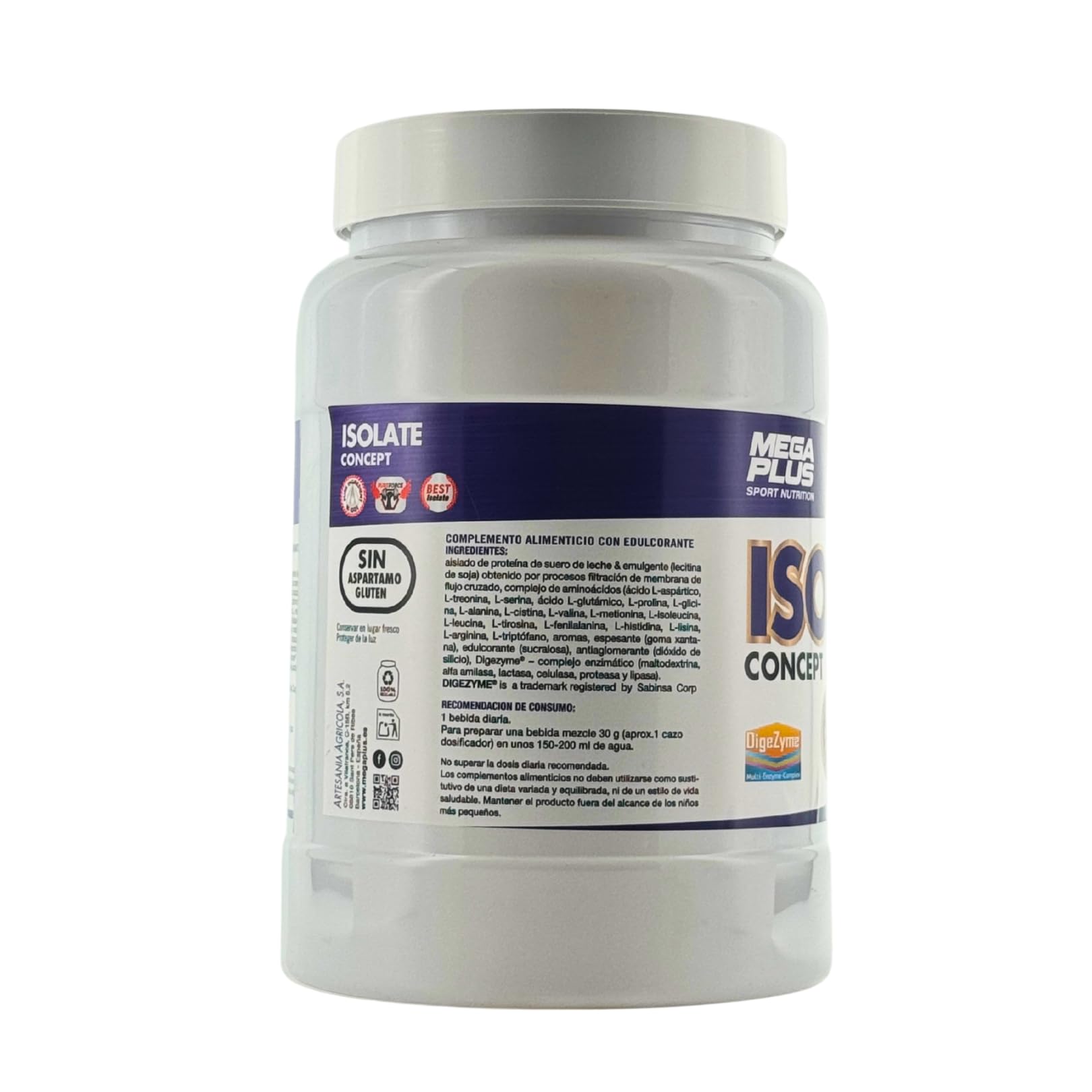 Protein Isolate concept 100% Mega Plus, białko w proszku do smoothie, białko do masy mięśniowej, bez glutenu, bez aspartamu, bez cukru, białko 1 kg (wanilia, 1 kg)