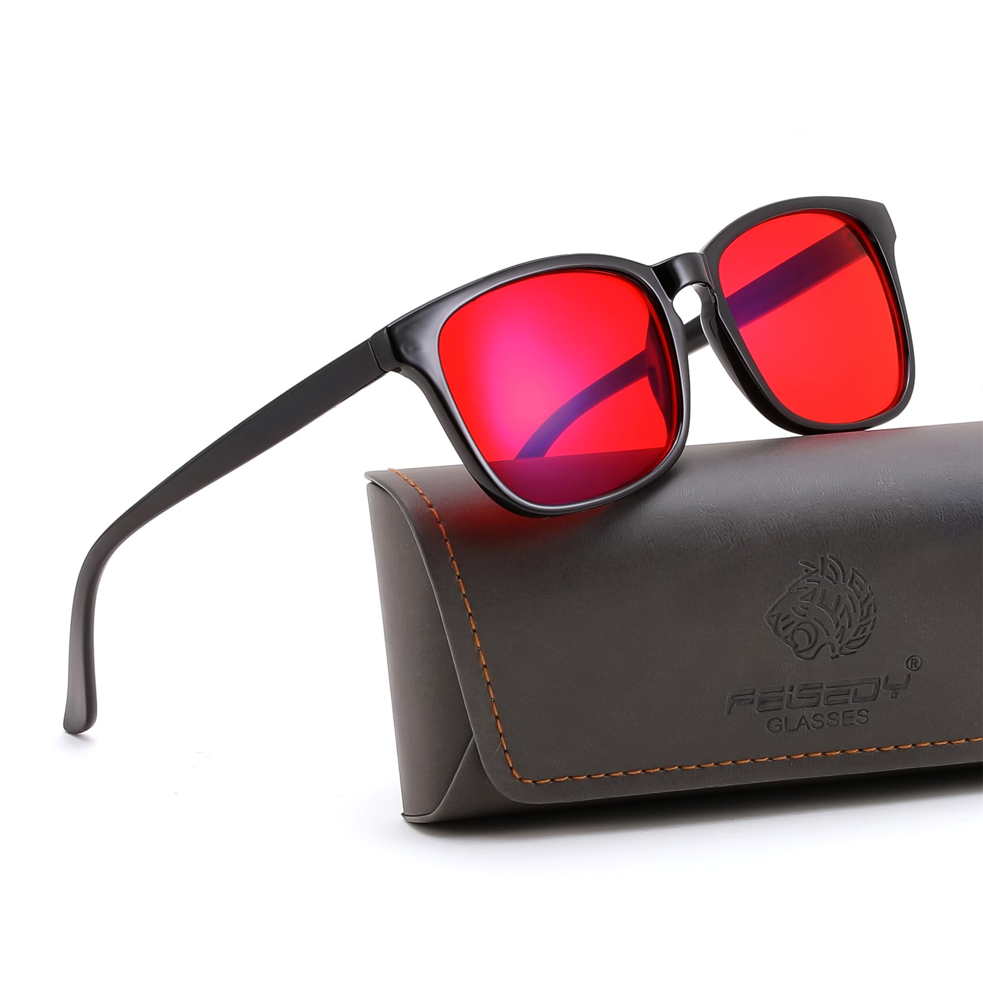 FEISEDY Orange Blue Light Blocking Glasses for Woman Men Amber Lenses Computer Gaming Glasses for Better Sleep