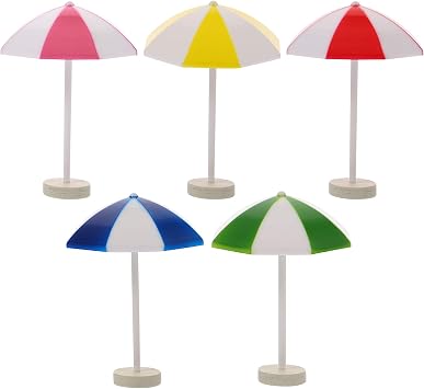5pcs Simulation Umbrella Dollhouse Beach Umbrella Miniatures for Aquarium Terrariums Decoration Cake Ornaments Ocean Scene Craft