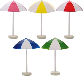 Didiseaon Simulation Umbrella Dollhouse Beach Umbrella Beach Umbrella Miniatures Aquarium Terrariums Decoration Cake Ornaments ( 5pcs ) Ocean Scene Craft Miniature