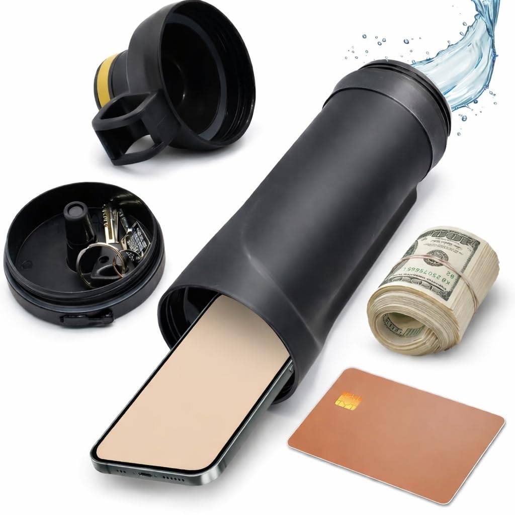 Diversion Water Bottle 13.5oz - Biggest Hidden Wallet Compartment - Best For Travel Or Hidden Safe For The Home - BPA Free Black Diversion Safe Storage