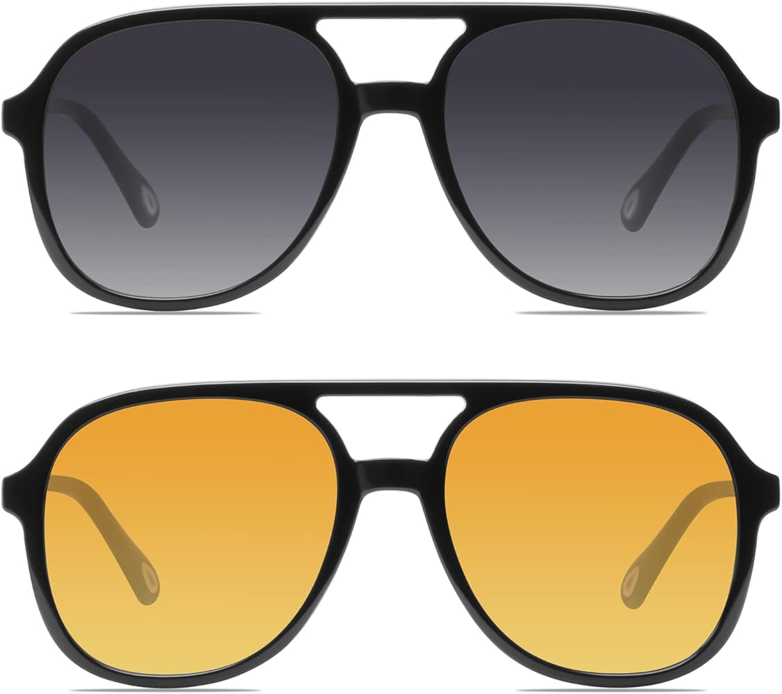 YDAOWKN Retro Square Aviator Sunglasses for Womens Mens Vintage