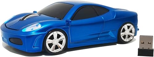 Miniatura 10 de Ratón inalámbrico para coche, ratón deportivo en forma de coche para computadora, laptop, PC, Mac con luz LED (plateado) plateado,Azul,Oro,Rojo