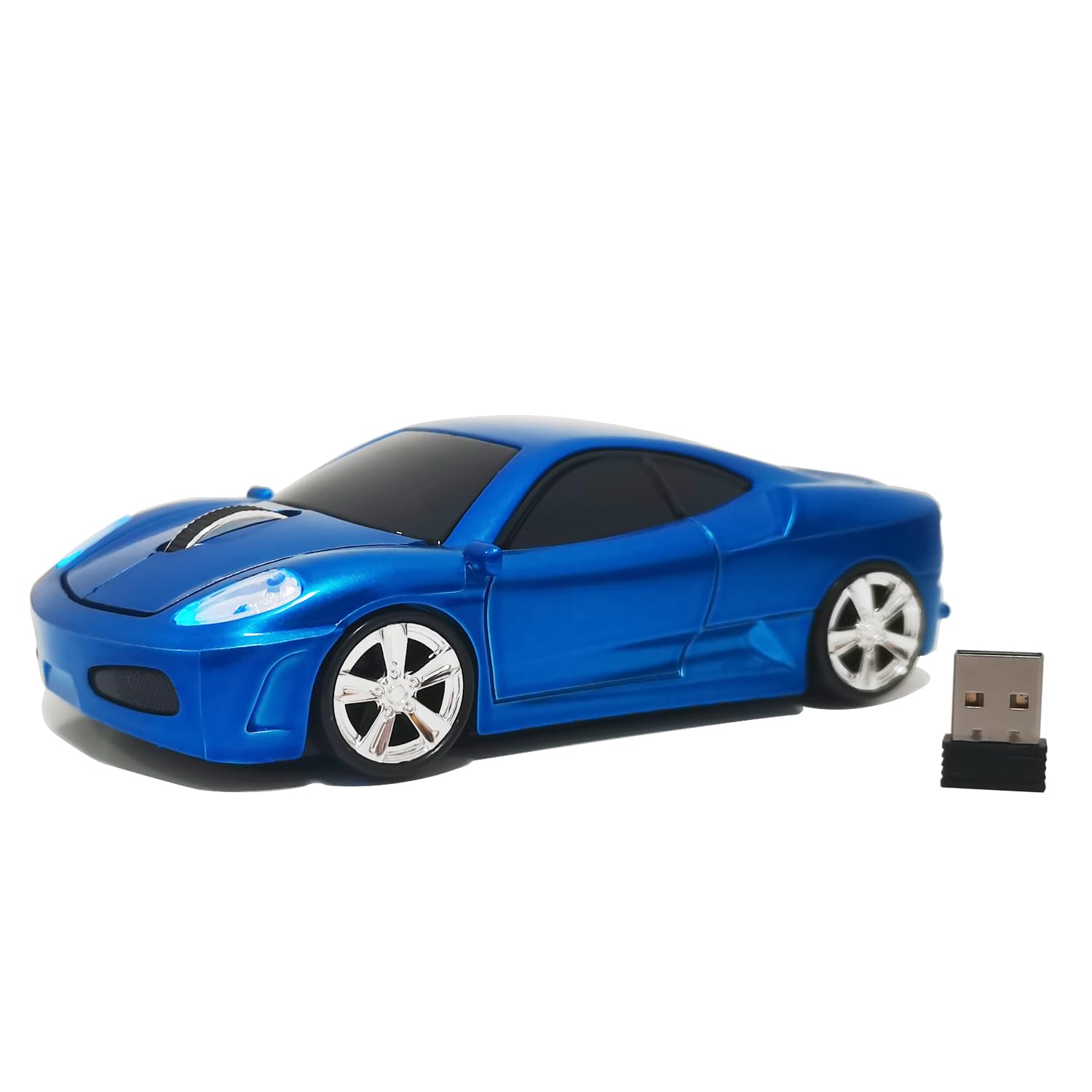 Wireless Car Mouse Sport Car Shaped Mouse Mice for Computer Laptop PC Mac with LED Light Blue
