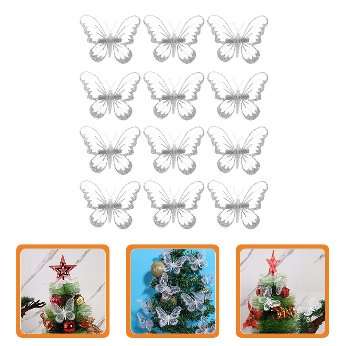 DOITOOL 5 Sätze Künstliche Schmetterlinge Mit Clip Dekoration Für Diy Bastelprojekte Große Stoffschmetterlinge Für Hochzeiten Geburtstage Weihnachten Und Mehr 12 Stück * 5