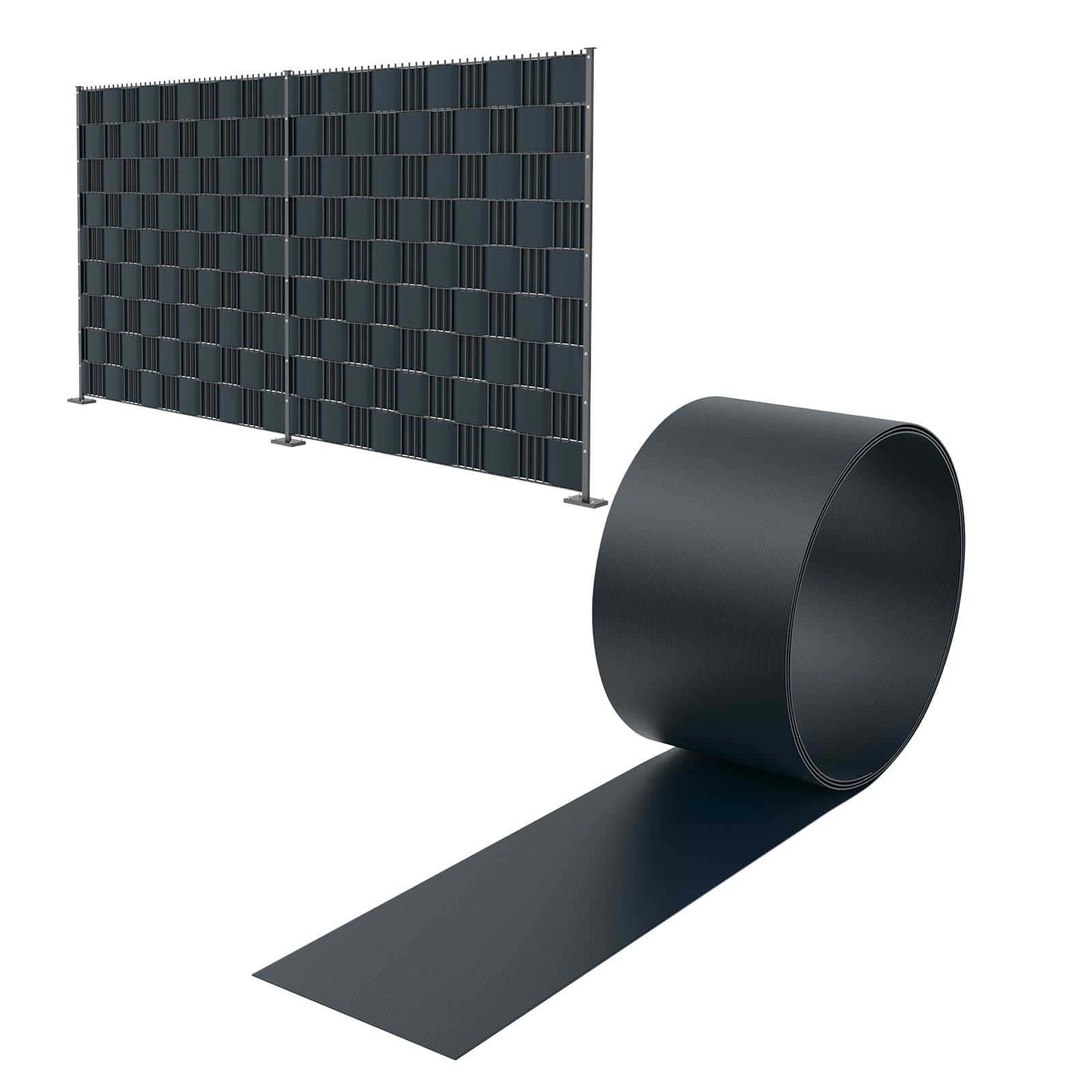 Rotolo Paravista In PVC 2,5m X 19cm – 10 Pezzi Strisce Frangivento E Schermo Privacy Per Recinzioni, Balcone E Giardino, Colore Antracite