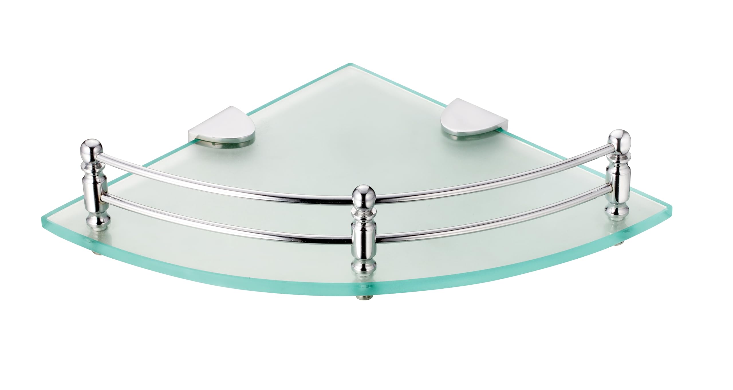 Epraiser 9 x 9 Inch Spacious Corner Glass Bathroom Shelf with Chrome Rail, Wall Mounted, Clear Tempered Glass Shelf/Rack Shelf (9x9 Inch, 1, Piece) — Amazon image 3