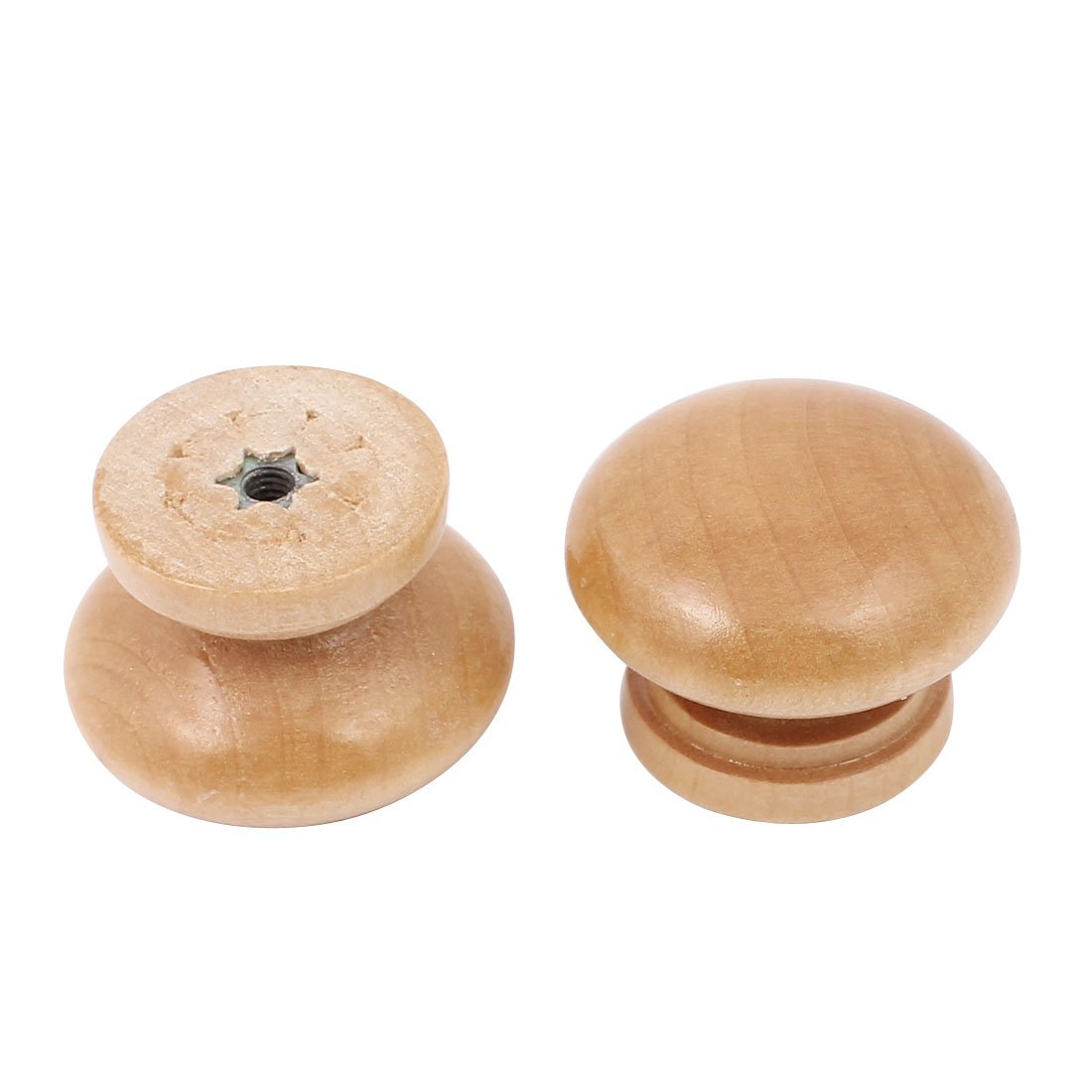 Uxcell Women's Grain Sourcingmap Wardrobe Drawer 34Mm X 25.5Mm Single Hole Wooden Round Pull Knob Grasp Khaki For Dresser Drawer Wardrobe 2Pcs