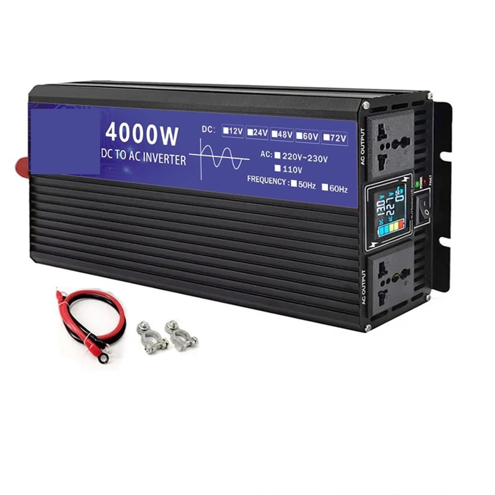 Inversor de Onda sinusoidal Pura 12 V, 24, 48, 60, 72 a CA, 5000 W, 4000, convertidor Voltaje 50 Hz/60 Hz Acampar al Aire Libre(4000W,48V)