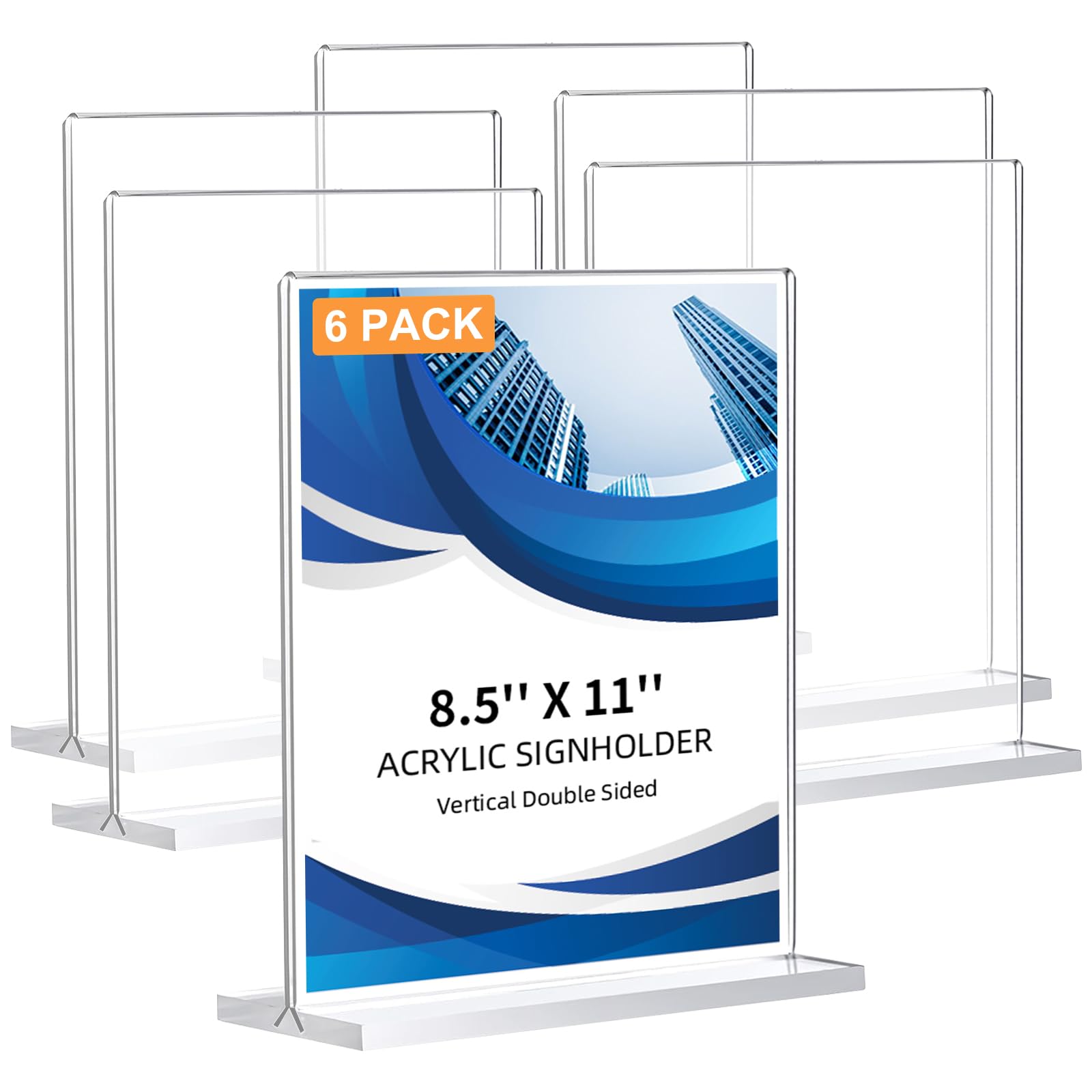 Acrylic Display Stand 2-Pack Clear Acrylic Sign Holders - 8.5x11 Inch A4 Flyer Display Stands For Menus, Posters & Notices Office Sign Stand - View #12