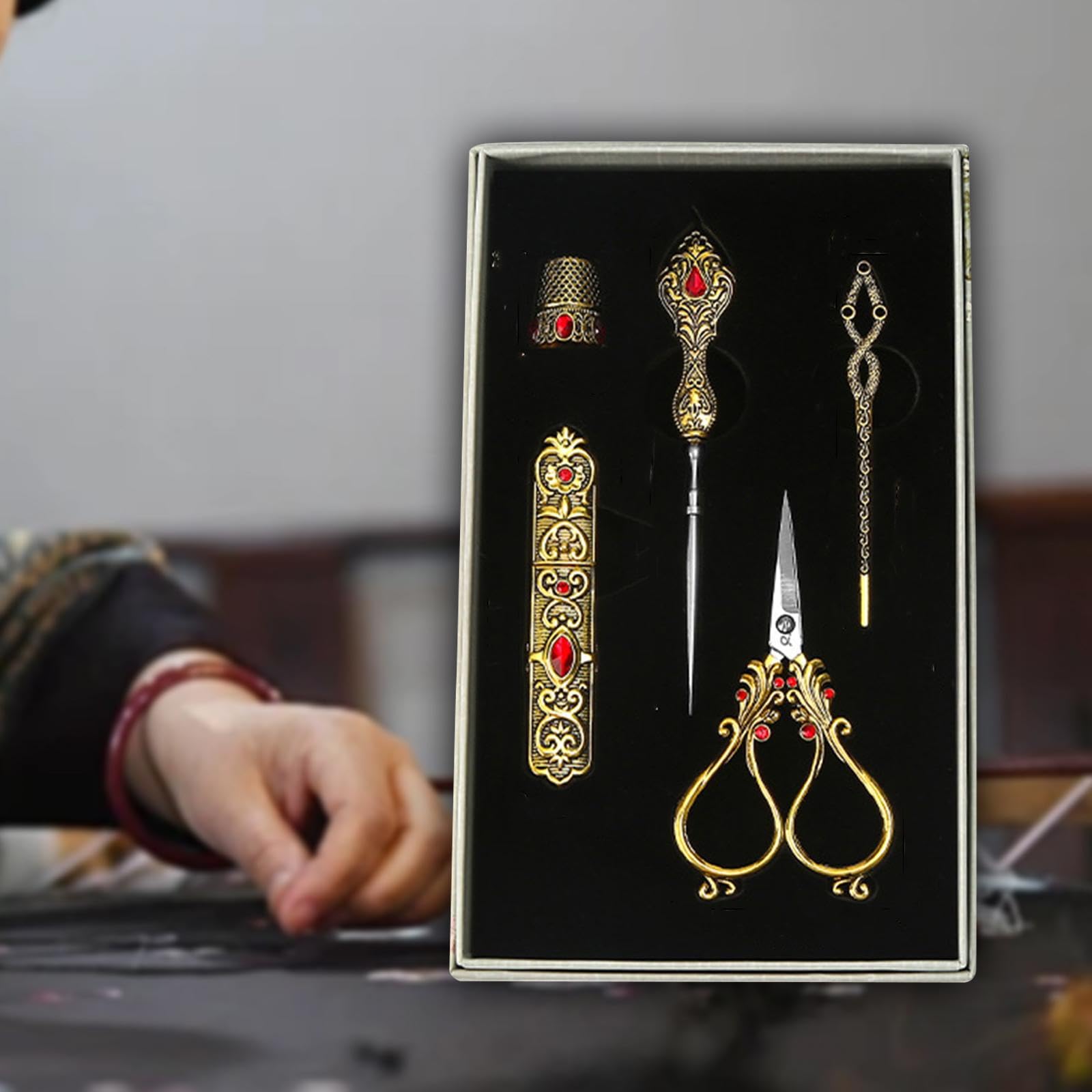Stickset, Nähset, Nähzubehör für Damen, Stickset, Schneiderschere, Nähscheren Set für, Gold