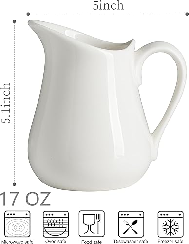 Miniatura 2 de LYEOBOH Jarra de crema de 17 onzas, crema de cerámica con asa, vertedor de leche de café para el hogar, cocina, microondas, lavavajillas,