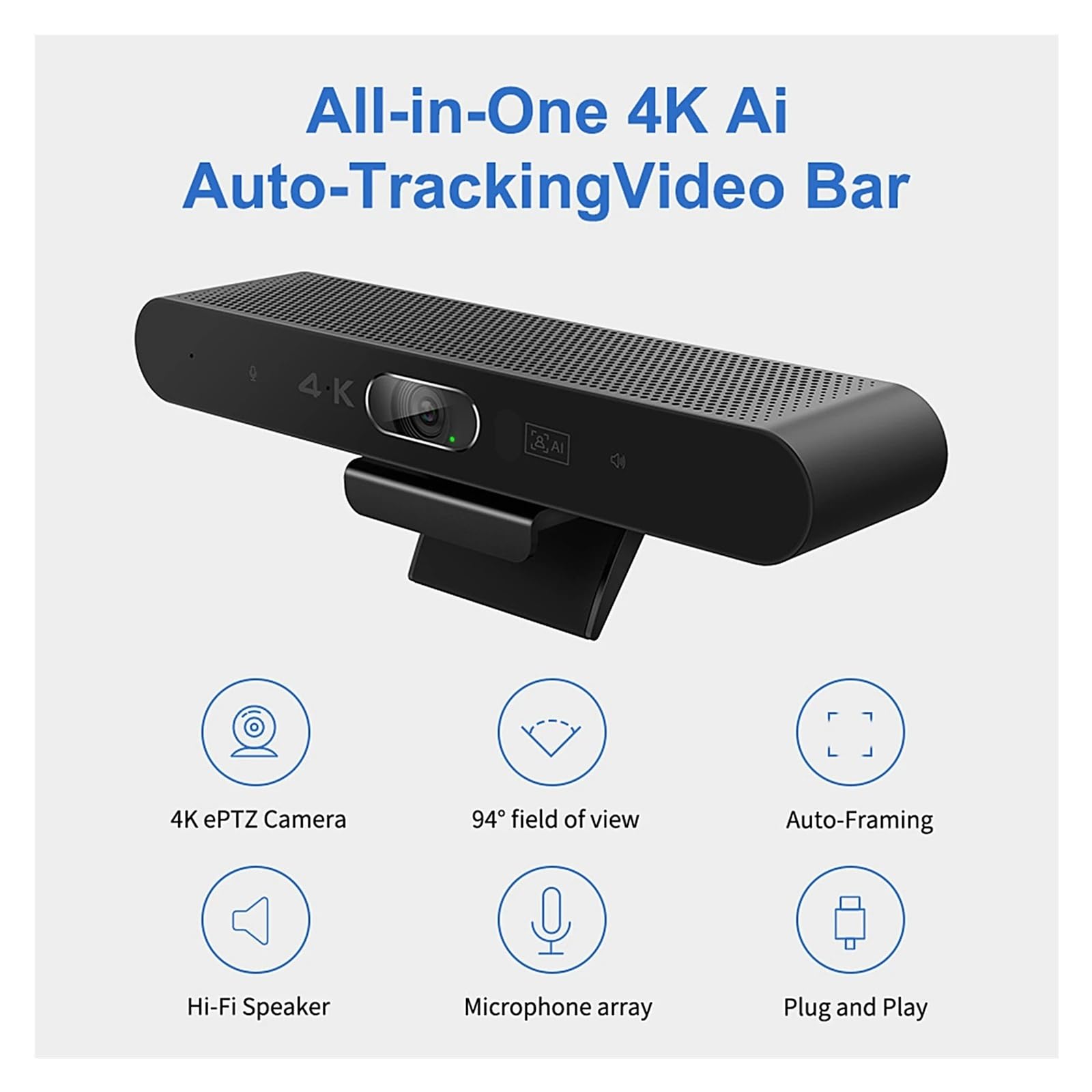 Cámara 4K USB Webcam Cámara de videoconferencia HD con micrófono y Altavoz Control Remoto