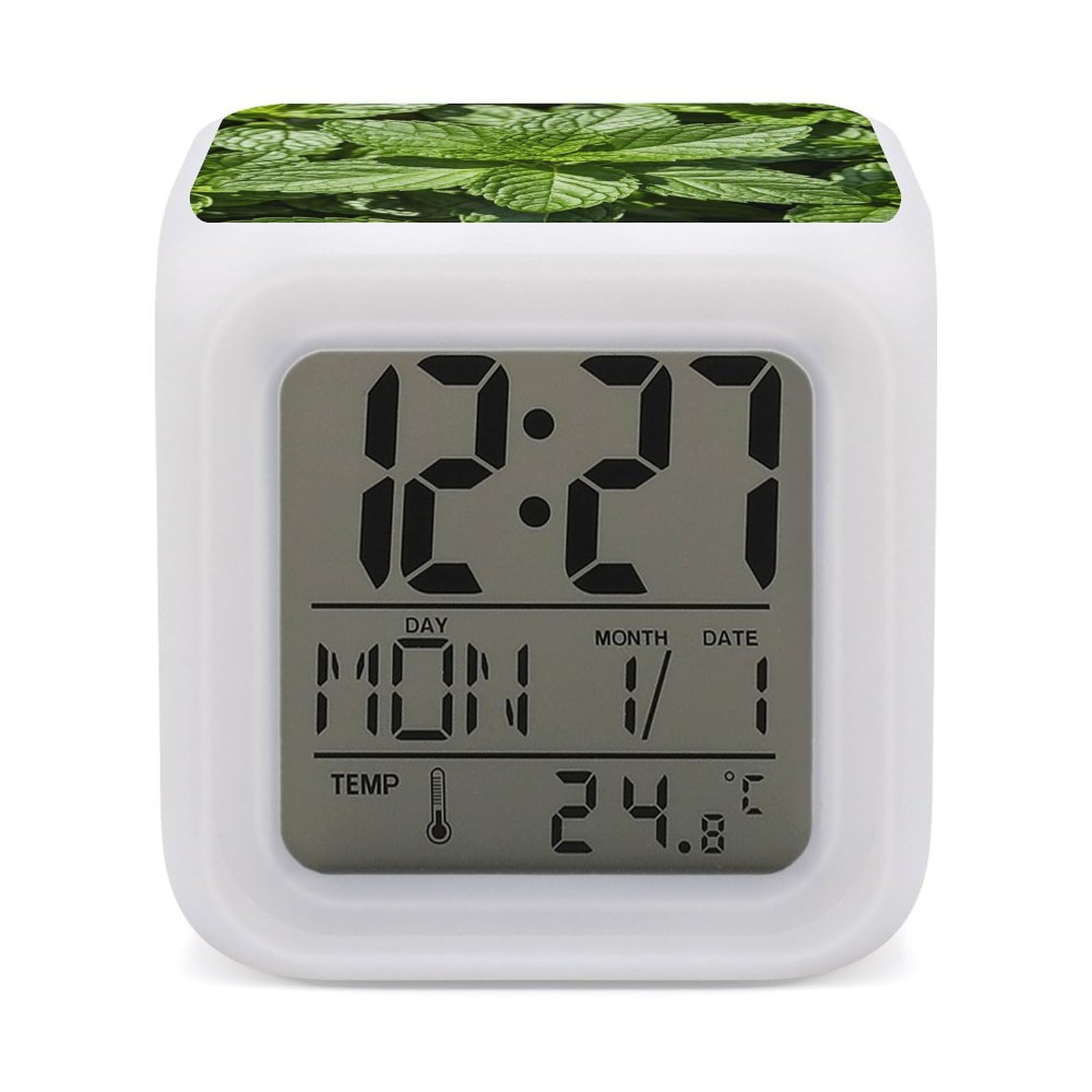 FekiLoot Peppermint Alarm Clock for Heavy Sleepers Wake Up Digital Clock with 7 Color Changing Night Light Super Loud Digital Alarm Clocks Small Machine Alarm Clocks