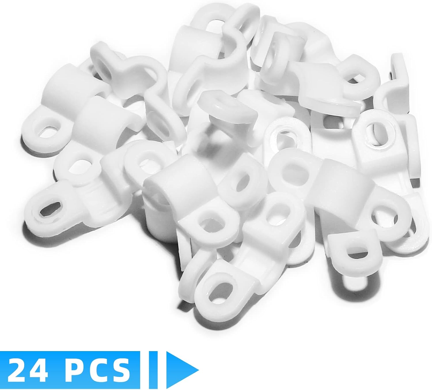 BokWin 24 Sets Wire Shelf Back Wall Clip,White Wire Shelf Loop Clips for Concrete Installation（120）