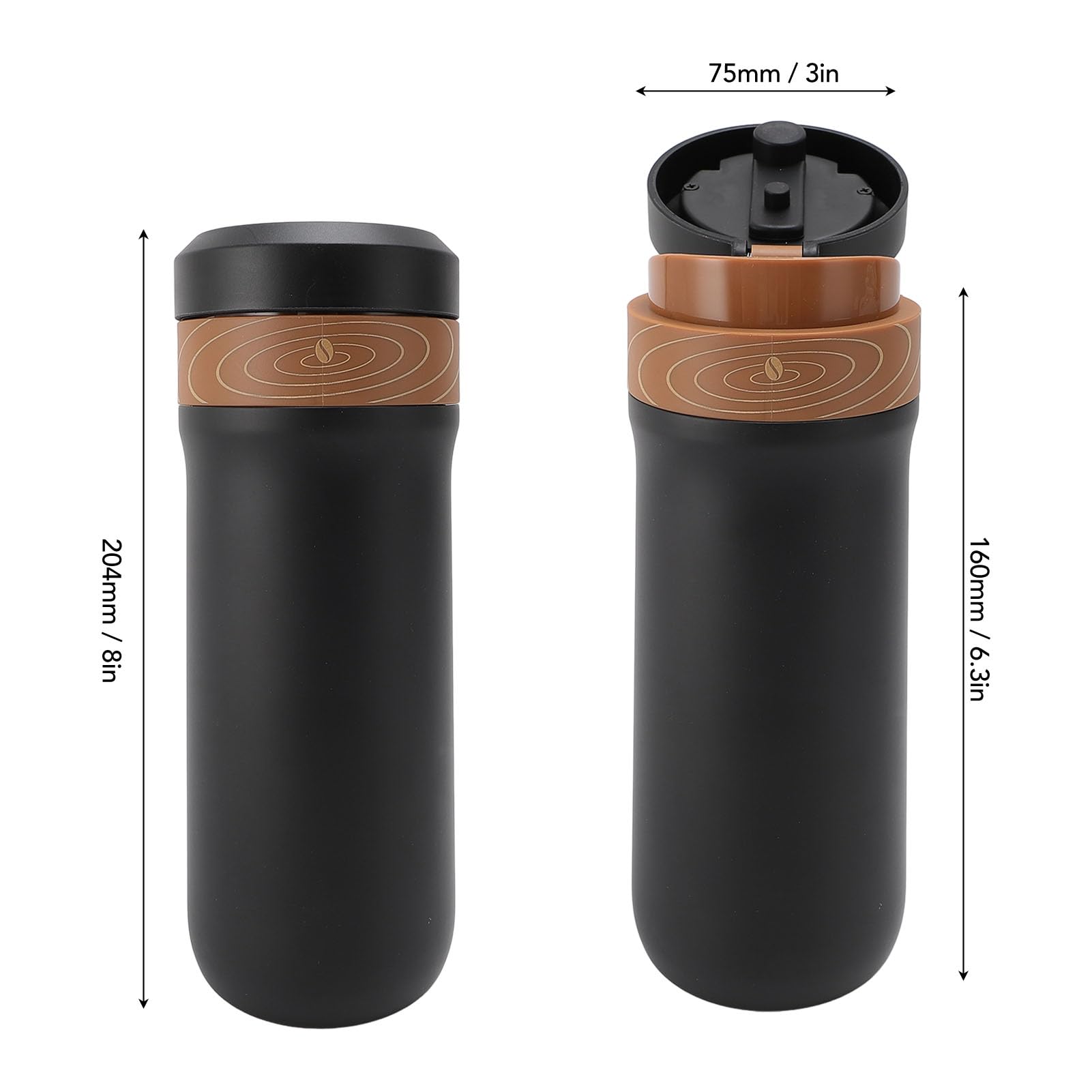 Asixxsix Taza de café con filtro aislante, Taza de Café de Prensa Francesa Portátil de Acero Inoxidable de 320ml Taza de café aislada de doble capa de malla de filtro de 4 capas