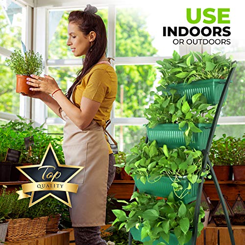 Semblis Vertical Planter Raised Garden Bed With Extra Gardening Gloves - 6Ft Standing Tiered - 4 Box Planters - Free-Standing - Grow Herbs Vegetables Lettuce Strawberry (Terracotta) #TOP2