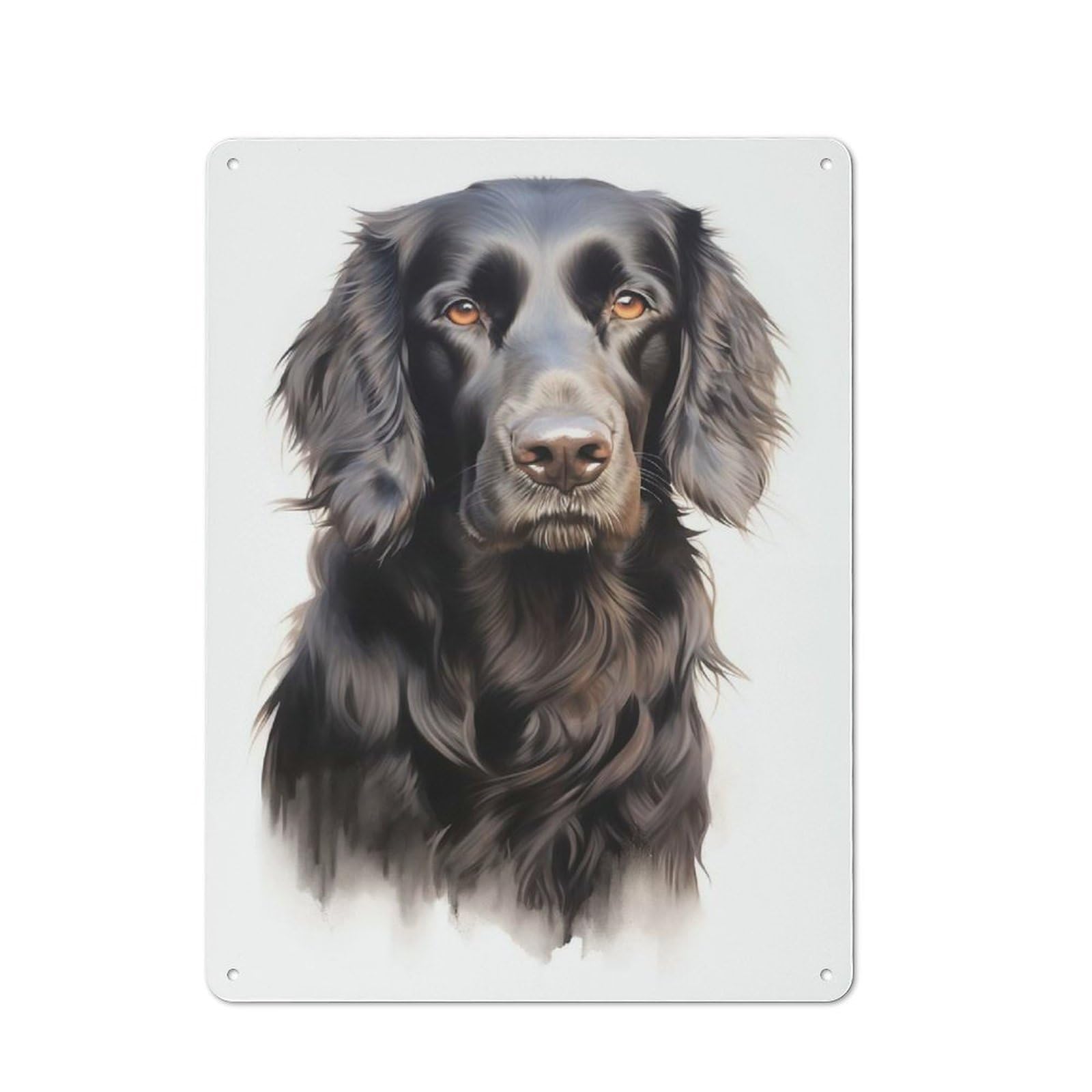 Rustic Vintage Metal Sign 40x30cm Featuring Flat Coated Retriever Dog, Home Bar Decor for Cafe, Pub, Workshop Or Home Bar