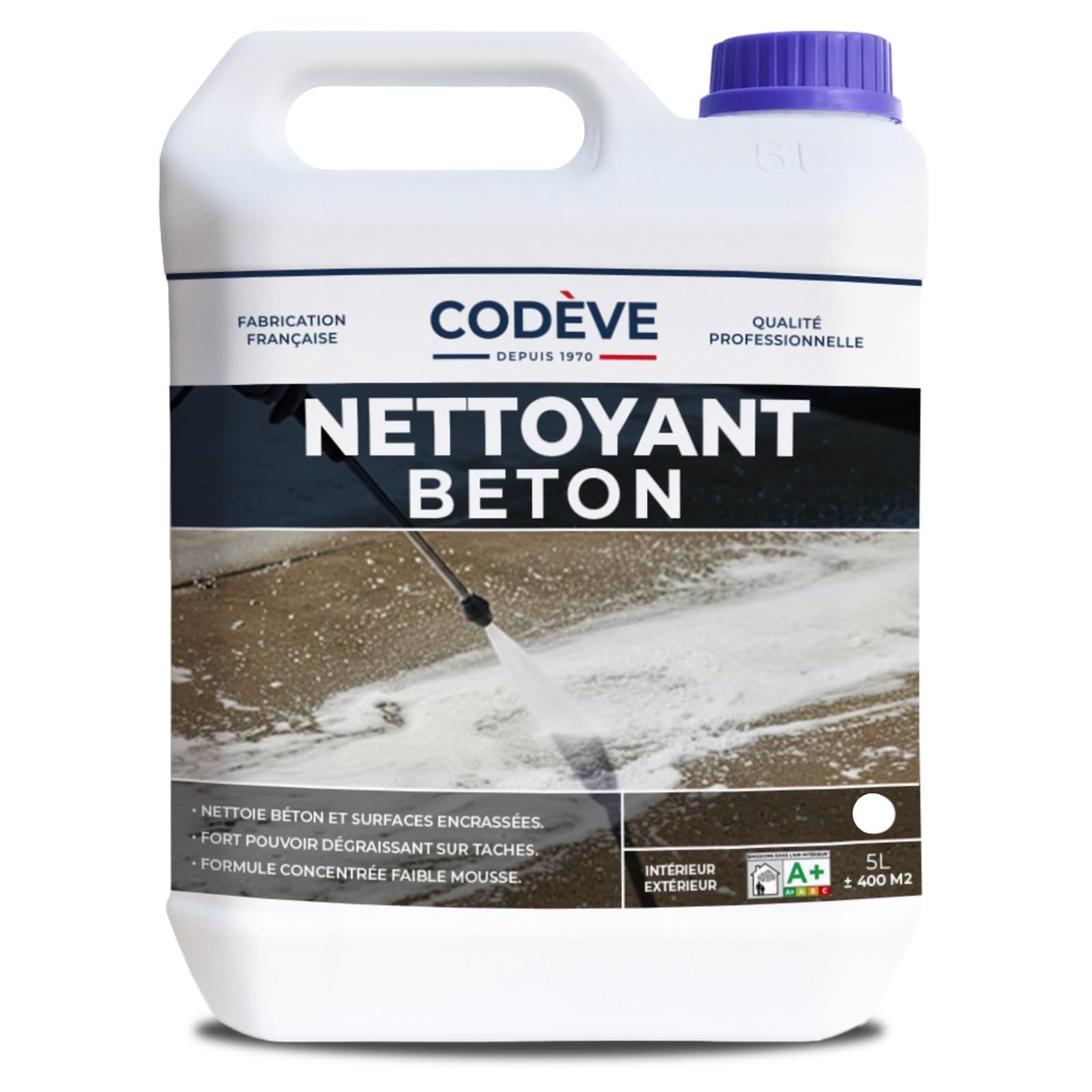 Nettoyant Beton - Codeve Bois - 5L - Intérieur/extérieur - Pour Nettoyer Une Terrasse, Carrelage, Pavé, Pierre, Béton Ou Ciment.
