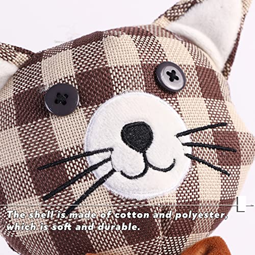 Sanlykate Fabric Decorative Door Stopper, 2.2Lb Cute Interior Animal Doorstops, Anti Collision Heavy Duty Door Stoppers For Home, Book Stopper Weighted Floor Wall Protector, Cat Plaid #TOP3