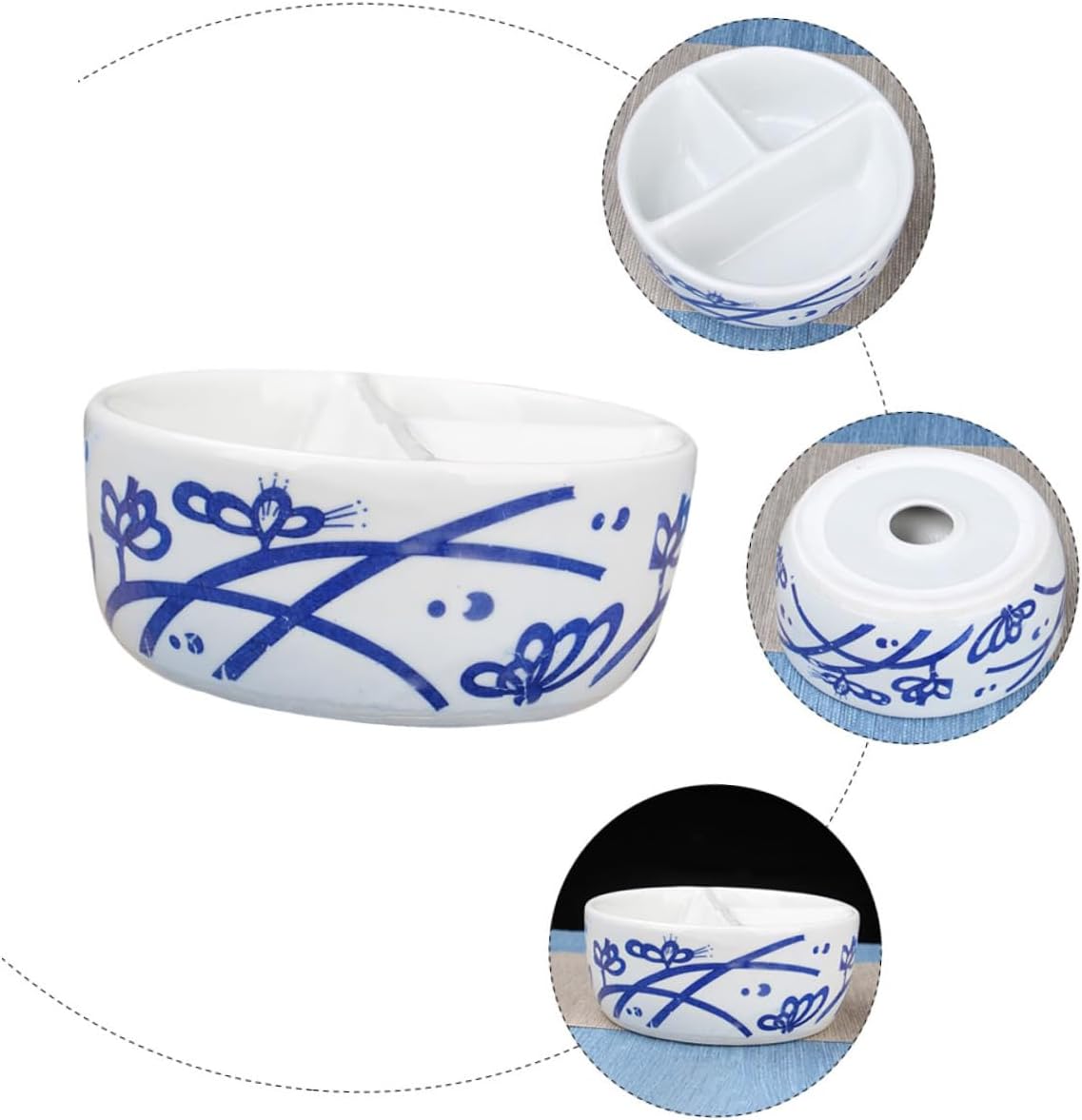 1pc Ceramic Mixing Tray Multi-Functional Porcelain Palette for Watercolor Gouache Elegant Brush Cleaning Container Ink Dish for Artists Random Floral Design