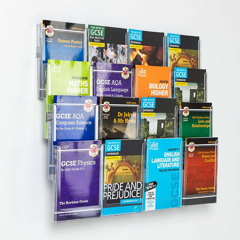 Metroplan Expanda-Stand Wall Mounted A4 Leaflet Holder | Brochure Display with 16 Clear PVC Pockets - Ideal for Reception, Office, Display