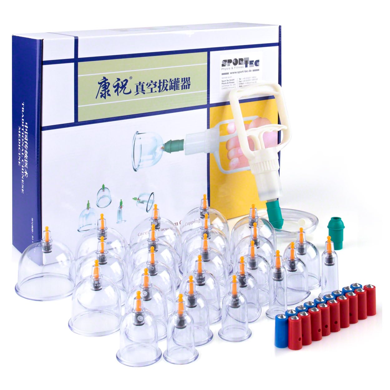Sport-Tec Schröpfglas-Set mit Vakuumpumpe, 27-TLG.