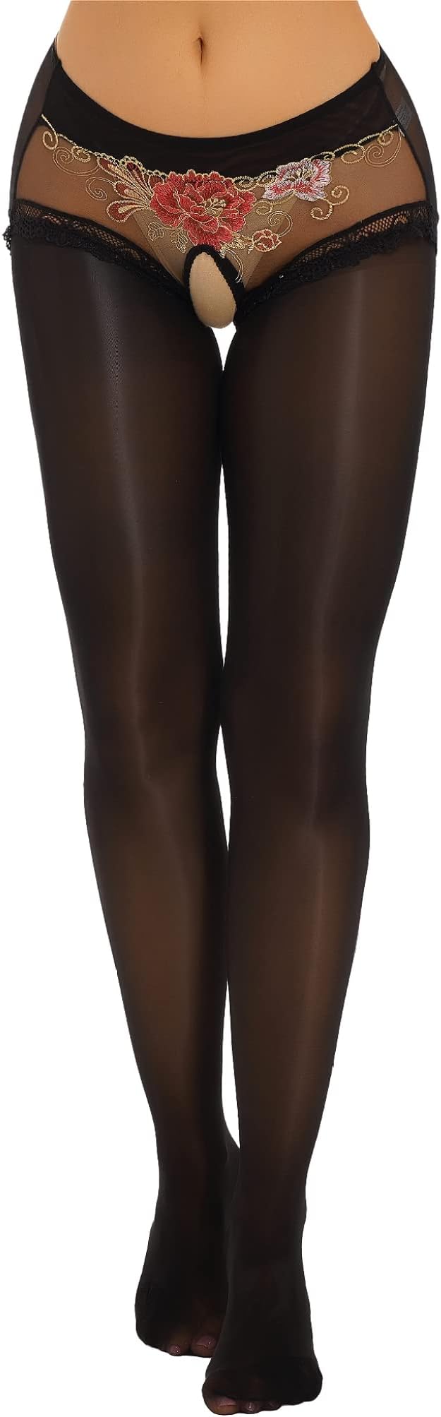 Women Sexy Pantyhose Thigh High Shiny Oil Glossy Stockings Sheer Hollow Out Tights