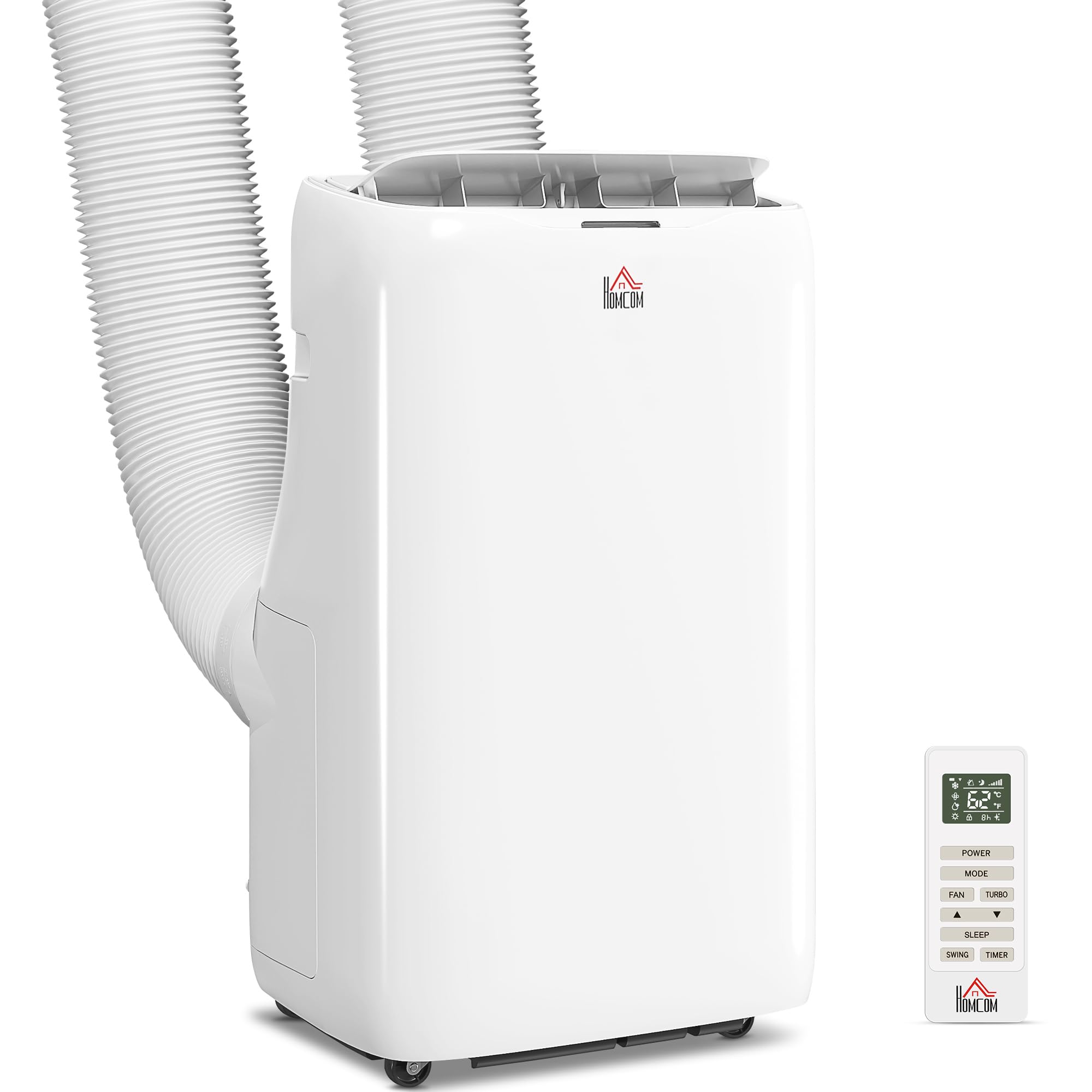 HOMCOM Dual Hose Portable Air Conditioner High Efficiency Inverter 3-in-1 14000 BTU AC Unit with Cool Dehumidifier Fan