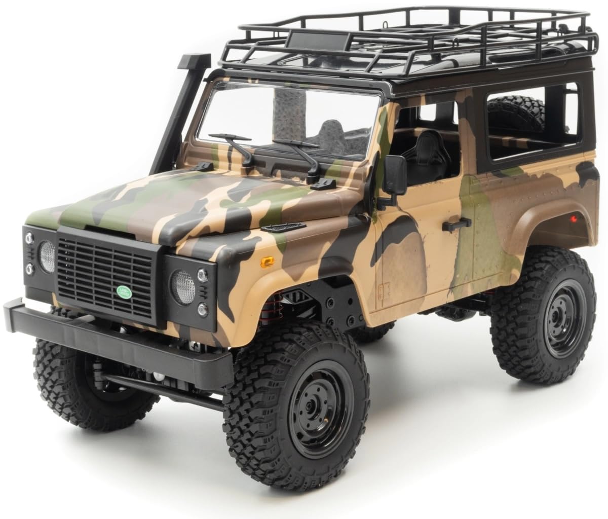 Coche teledirigido resistente 1:12 – Land Rover Trail V2 RC Coche 4WD para exteriores con 2 baterías, luz LED, caja de engranajes metálicos, vehículo todoterreno, coche teledirigido a