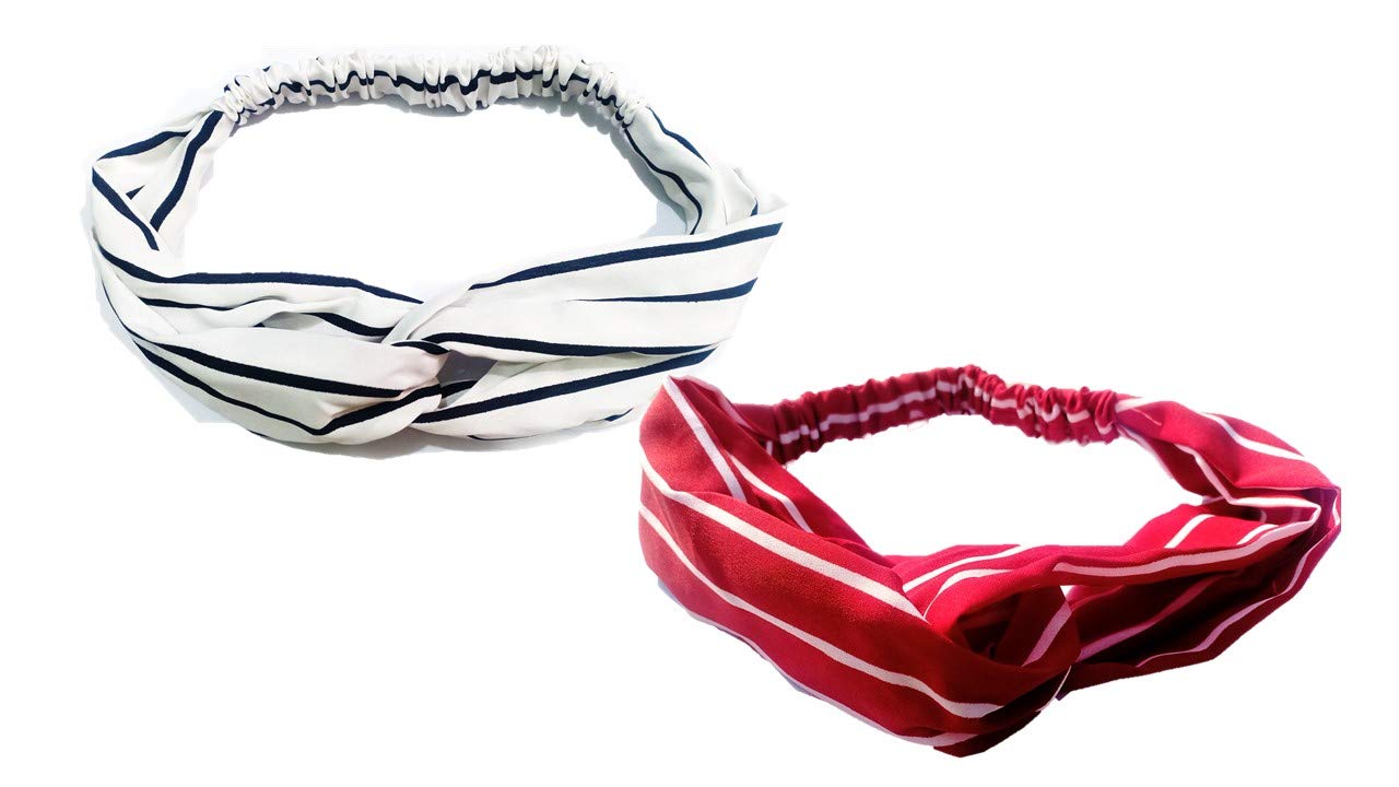 CHRONEX Women's Headbands Boho Flower Printing Twisted Criss Cross Elastic Hair Band Accessories/Criss Cross Turban Headwrap Yoga Hair Accessories (2)