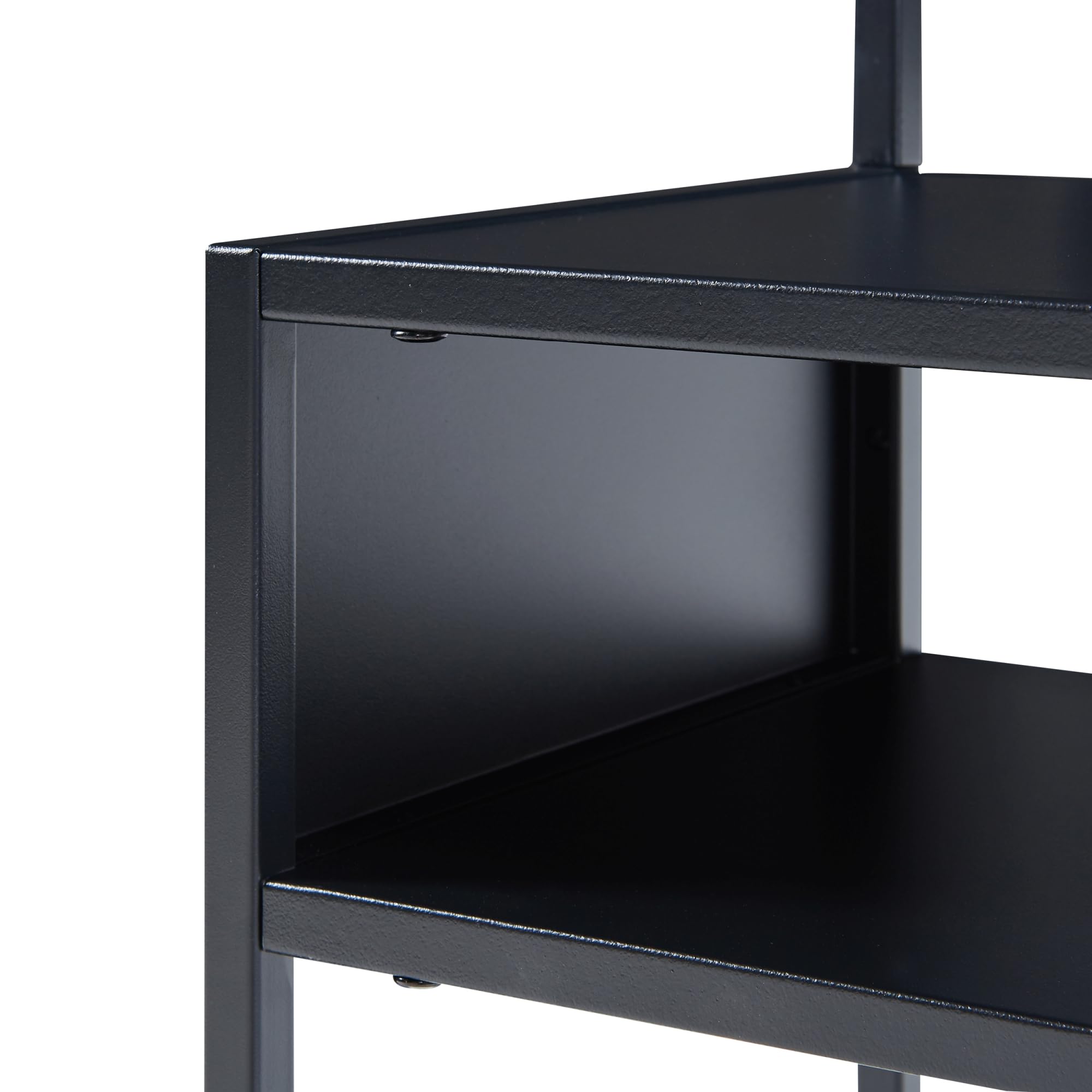 [en.casa] Beistelltisch Riihimäki Wohnzimmertisch mit Ablagefach Couchtisch Ablagetisch Schwarz matt Nachttisch Metall Sofatisch 65 x 40 x 30 cm