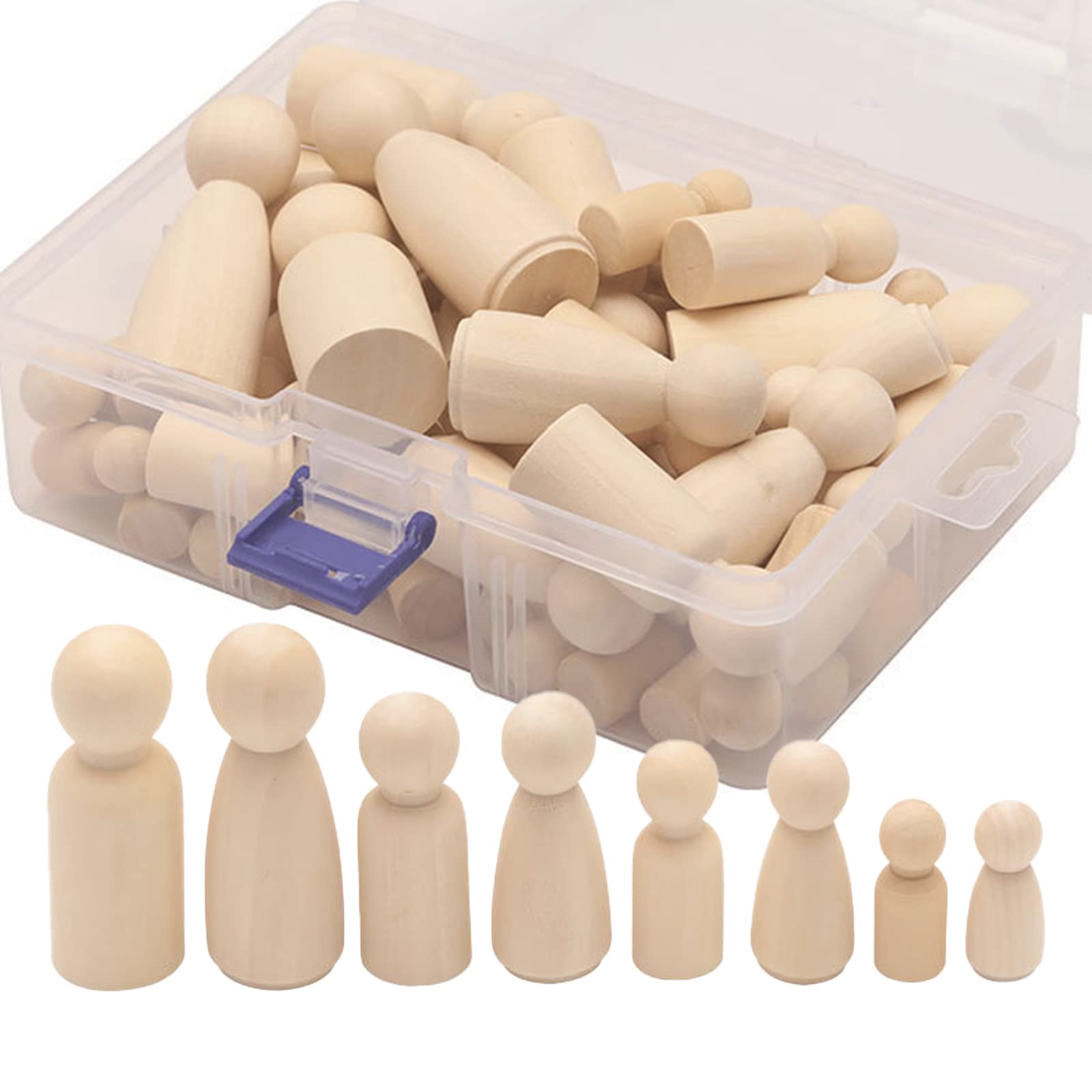 aoozleny DIY Wooden Peg Dolls, Unfinished Peg People, Doll Bodies, Wooden Figures,Decorative Peg Doll People for DIY Art Craft, Painting, Peg Game, Home Party Decoration,50 Pack