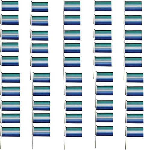 Vista 3 de MLM - Bandera de poliéster LGBTQ de 5.5 x 8.3 in, bandera de mano mini del orgullo vinciano MLM con poste (25 unidades)