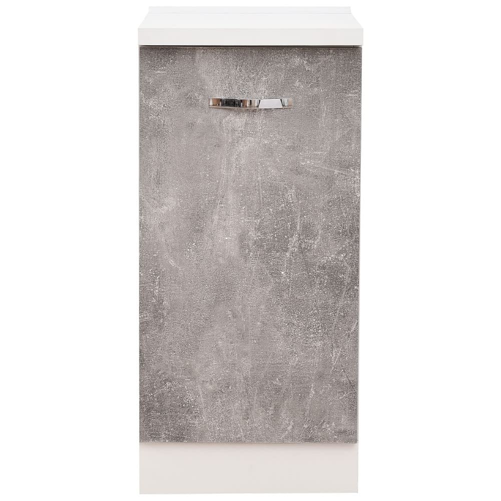 Shally Dogan Mobile Base per Cucina con Anta Singola e Due Scomparti, Mobiletto con Struttura in Legno Robusta e Resistente, Colore Grigio Cemento, Mobile Componibile Dimensioni 40 x 50 x 85H cm