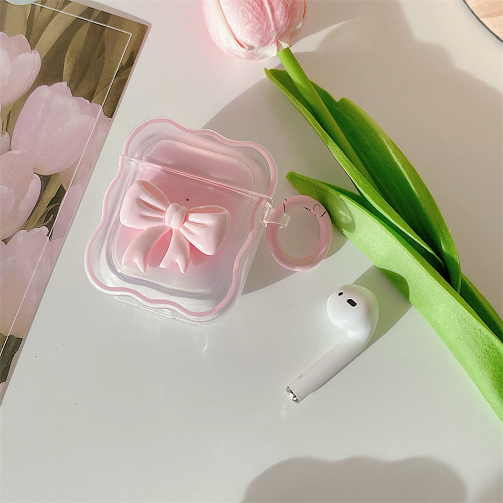 Coque AirPods Pro 2 - Étui TPU Souple Avec Nœud Rose Et Pendentif Floral - Protection élégante