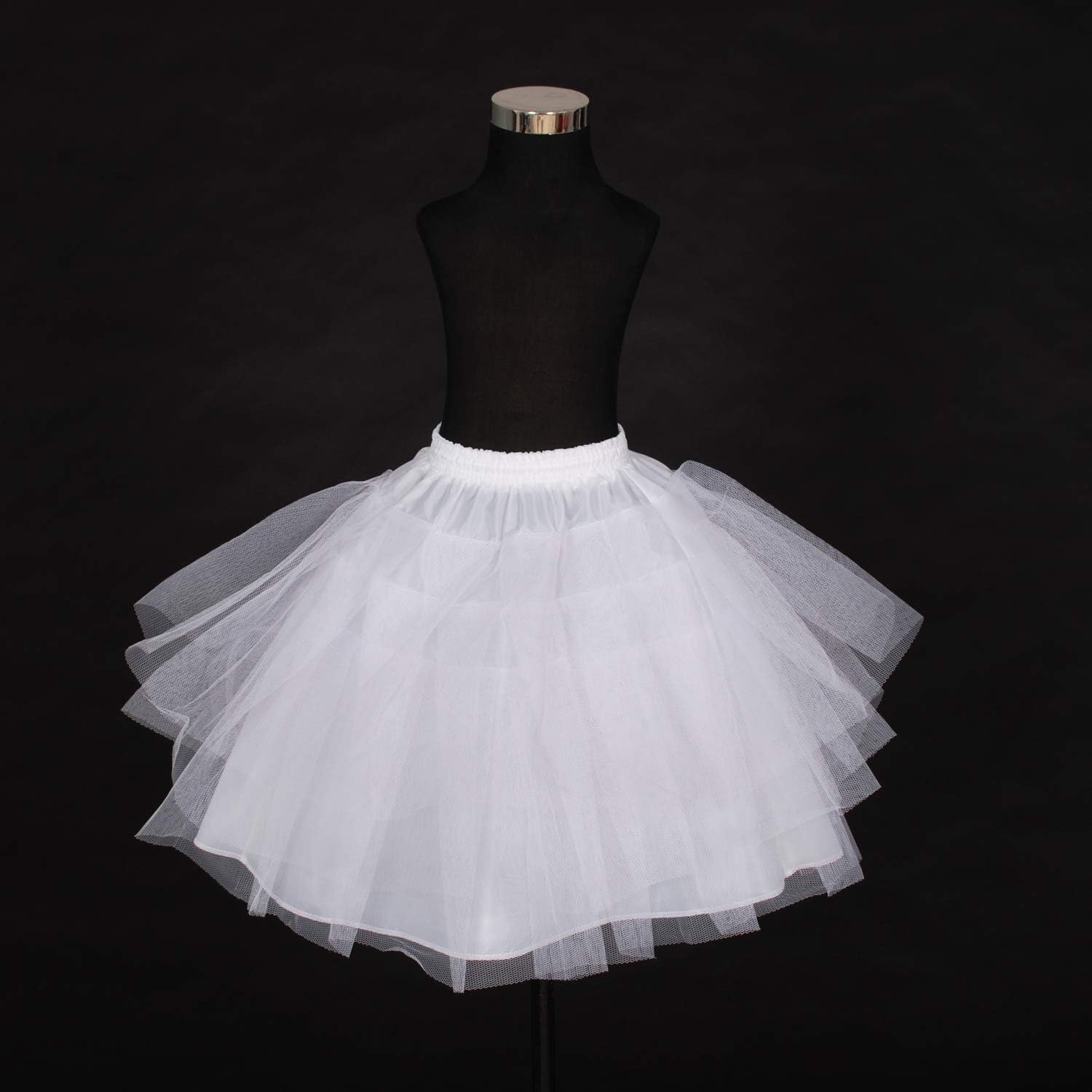 Enagua Crinolina 3 Aros Corto Flores Elástica Falda Vestido Novia Blanco 35CM