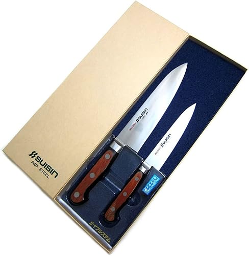 Houcho. com Suisin Inox Serie de cuchillos estilo occidental, genuino Sakai-fabricado, acero Inox Gyuto y cuchillo utilitario