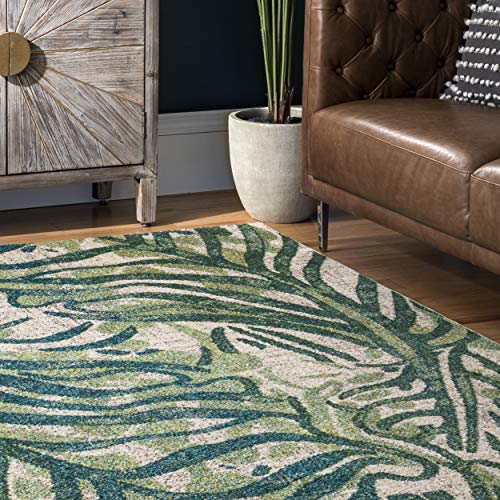 Nuloom Cali Abstract Leaves Area Rug, 3 Ft X 5 Ft, Green #TOP2