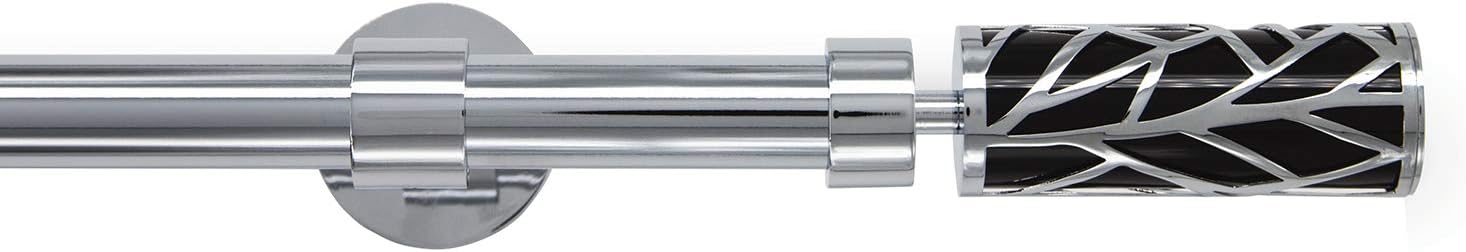 GCurtain Adjustable Single Curtain Pole, 70-120cm, 1.1 Inch Diameter, Wall/Ceiling Mount, Black Branch Finials