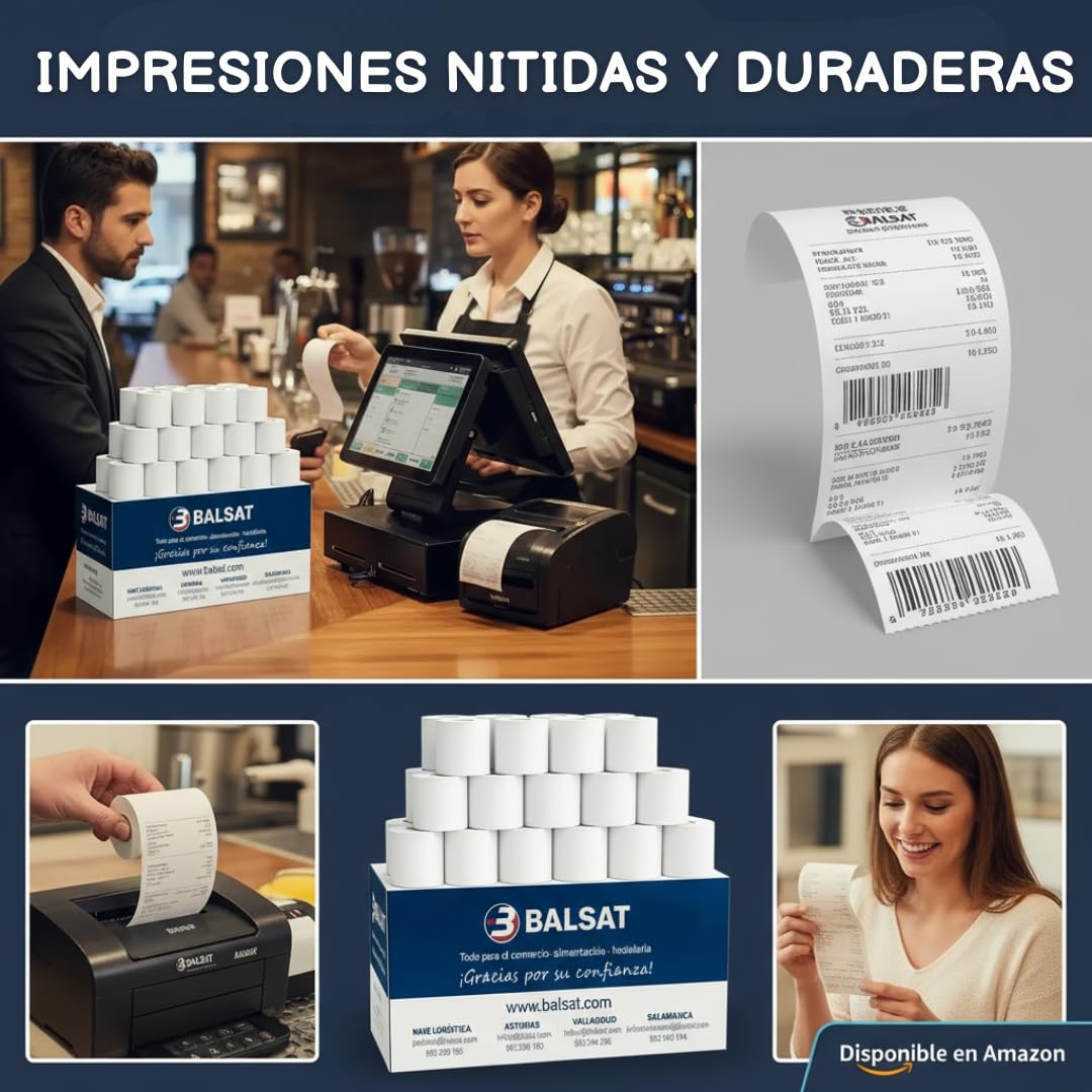 BALSAT Rollo Ticket 80x80 Termico - 20 ud. Papel Impresoras TPV