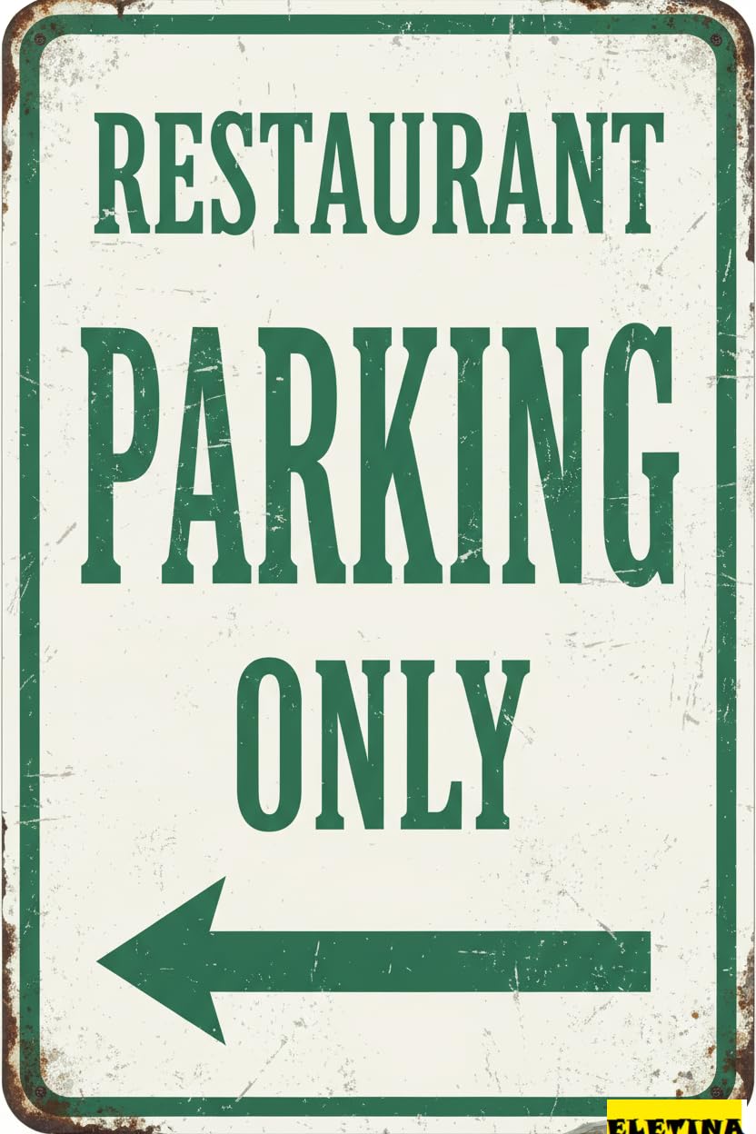 Vintage Metal Tin Sign for Man Cave Restaurant Parking Only With Left Arrow 12x8 Inches Private Property Decorative