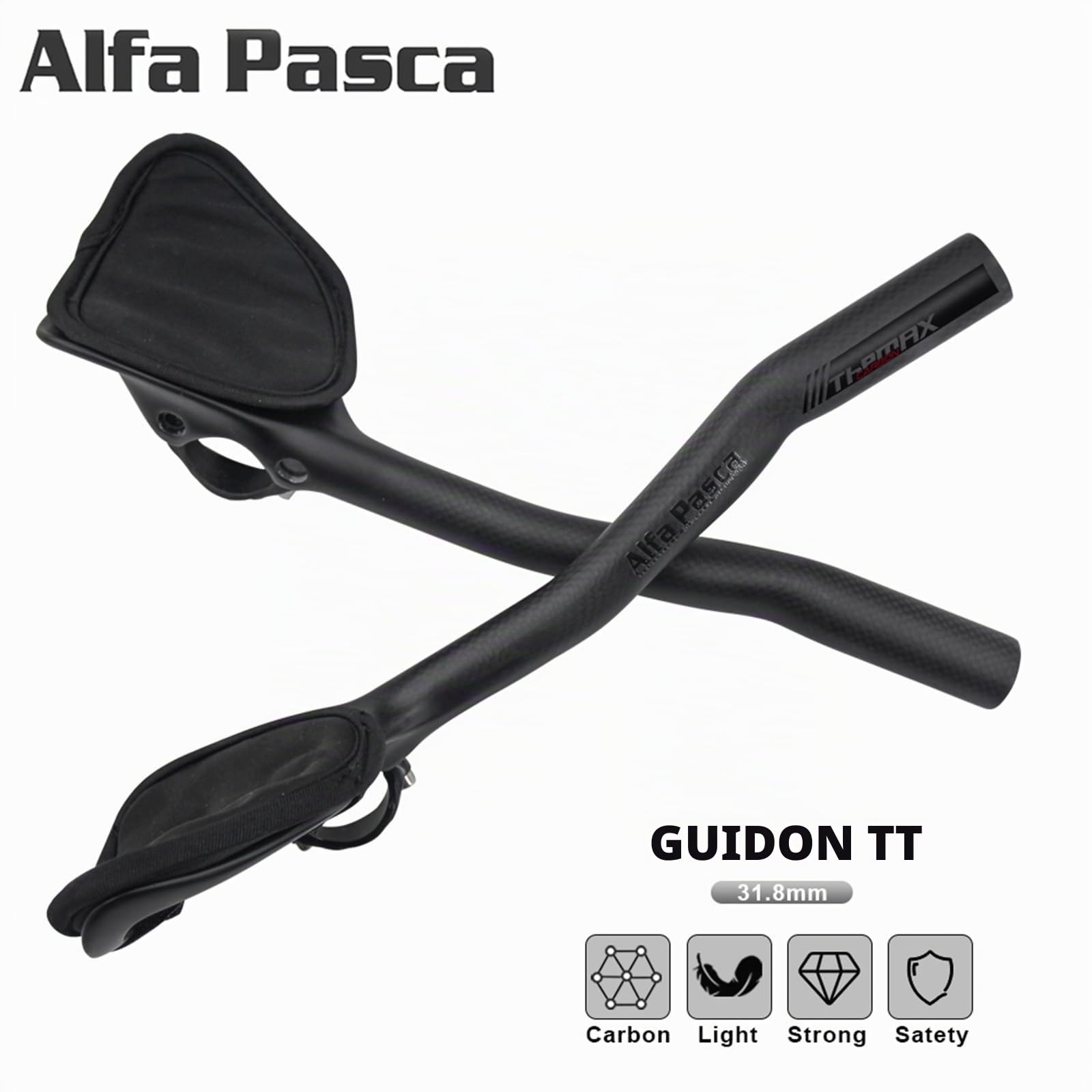 Alfa Pasca guidon velo triathlon 31.8 * 340mm prolongateur triathlon | guidon triathlon 3K Mat prolongateur velo