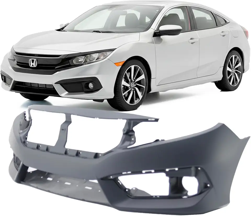 FitParts Compatible with Front Bumper Cover Fascia 2016-2018 Honda Civic DX EX LX Sedan Coupe. New Primed Without Sensor Holes, With Fog Light Holes. HO1000306 04711TBAA00ZZ 2017