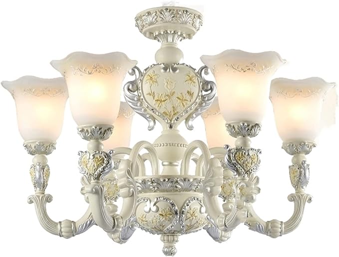 OZZKI Hanglamp Europese Elegante Luxe Grote Kroonluchter Hars Materiaal Woonkamer Hanglamp Indoor Decoratie Opknoping Lamp Hotel Villa Verlichting Plafond Hanglamp Inbouwarmatuur