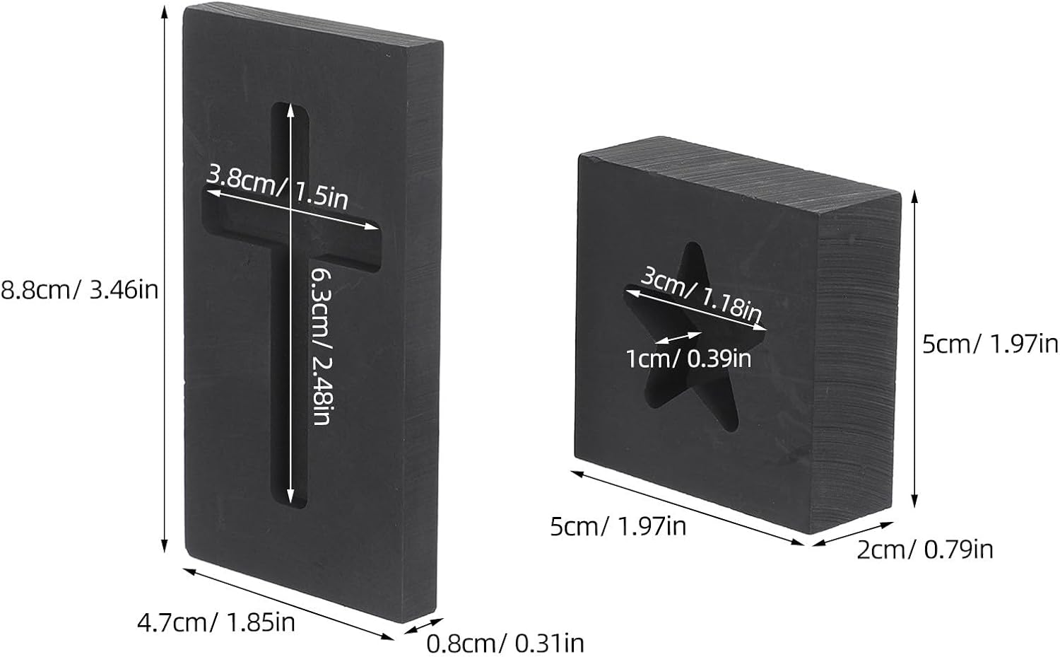 2pcs Star Shaped Graphite Ingot Mold - Cross Melting Casting Mould for Gold Silver - Handheld Metal Mold for Casting DIY Gold Silver Aluminum Copper